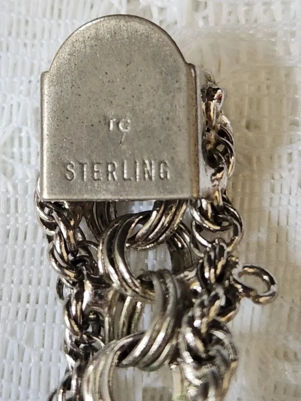 Vtg Sterling Silver Bracelet Wide Triple Row Twisted Rope Signed TC Box Clasp - Picture 9 of 14